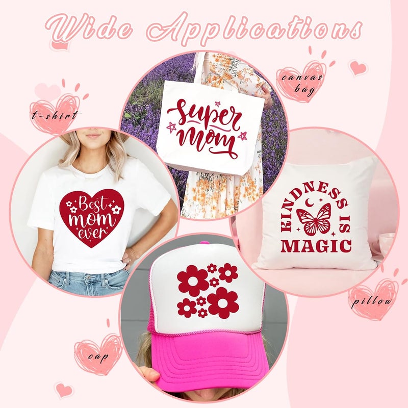 Tintnut Red Iron on Vinyl -6 Sheets 12" x 10" Cherry Red Heat Transfer Vinyl for Fabrics HTV Vinyl Compatible with Cricut and Silhoutte Cameo - Image 5